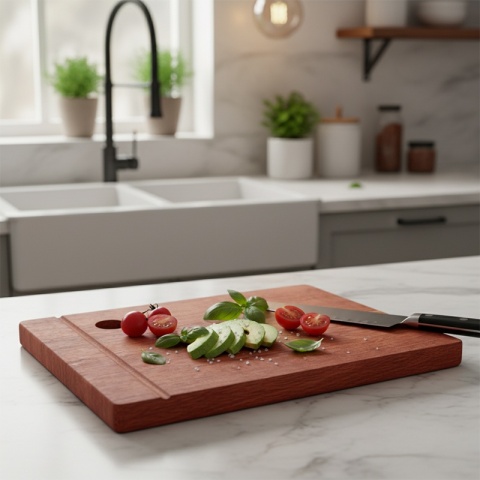 DESKA KUCHENNA DREWNIANA KUCHENNA NIGRA GRUBA Z RANTEM DO ZLEWOZMYWAKA