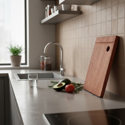 DESKA KUCHENNA DREWNIANA KUCHENNA NIGRA GRUBA Z RANTEM DO ZLEWOZMYWAKA