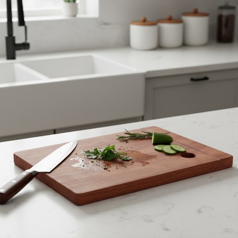 DESKA KUCHENNA DREWNIANA KUCHENNA NIGRA GRUBA Z RANTEM DO ZLEWOZMYWAKA