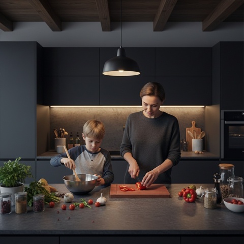 DESKA KUCHENNA DREWNIANA KUCHENNA NIGRA GRUBA Z RANTEM DO ZLEWOZMYWAKA