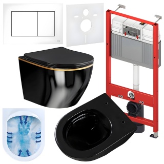 ZESTAW PODTYNKOWY WC STELAŻ TECE MISKA MIZU-BL-GL-RIM-03 PRZYCISK TC-9240400 BIAŁY POŁYSK