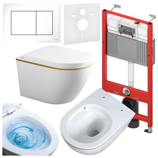 ZESTAW PODTYNKOWY WC STELAŻ TECE MISKA MIZU-WH-GL-TR-02 PRZYCISK TC-9240400 BIAŁY POŁYSK