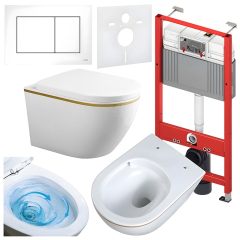 ZESTAW PODTYNKOWY WC STELAŻ TECE MISKA MIZU-WH-GL-TR-02 PRZYCISK TC-9240400 BIAŁY POŁYSK