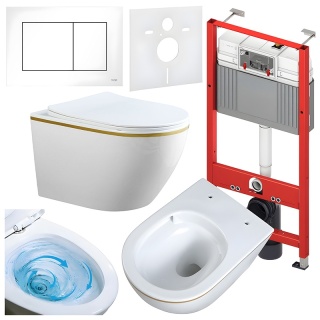 ZESTAW PODTYNKOWY WC STELAŻ TECE MISKA MIZU-WH-GL-TR-03 PRZYCISK TC-9240400 BIAŁY POŁYSK