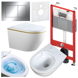 ZESTAW PODTYNKOWY WC STELAŻ TECE MISKA MIZU-WH-GL-TR-03 PRZYCISK TC-9240401 CHROM