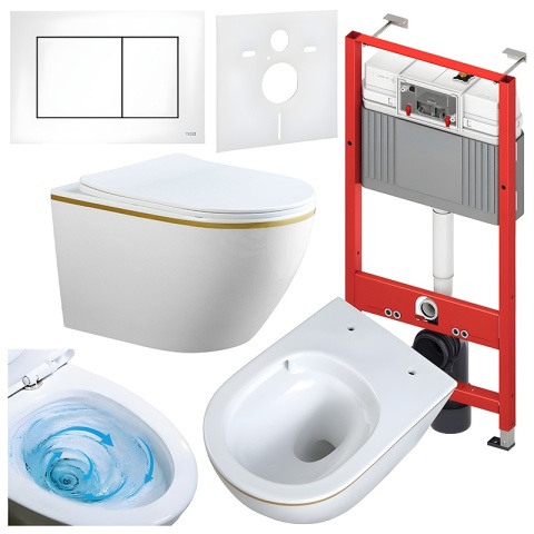 ZESTAW PODTYNKOWY WC STELAŻ TECE MISKA MIZU-WH-GL-TR-03 PRZYCISK TC-9240417 BIAŁY MAT