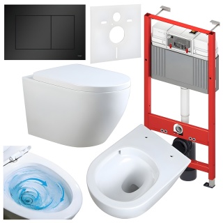 ZESTAW PODTYNKOWY WC STELAŻ TECE MISKA MIZU-WH-TR-02 PRZYCISK TC-9240407 CZARNY MAT