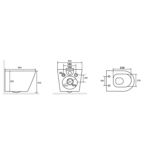 ZESTAW PODTYNKOWY WC STELAŻ TECE MISKA PEAK-MTB-GL-RIM-02 PRZYCISK TC-9240400 BIAŁY POŁYSK