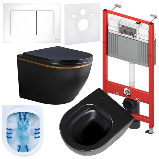 ZESTAW PODTYNKOWY WC STELAŻ TECE MISKA PEAK-MTB-GL-RIM-02 PRZYCISK TC-9240417 BIAŁY MAT