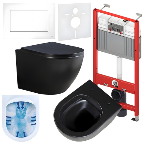 ZESTAW PODTYNKOWY WC STELAŻ TECE MISKA PEAK-MTB-RIM-02 PRZYCISK TC-9240400 BIAŁY POŁYSK