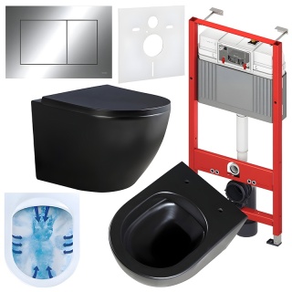 ZESTAW PODTYNKOWY WC STELAŻ TECE MISKA PEAK-MTB-RIM-02 PRZYCISK TC-9240401 CHROM