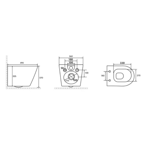 ZESTAW PODTYNKOWY WC STELAŻ TECE MISKA PEAK-MTB-RIM-02 PRZYCISK TC-9240407 CZARNY MAT