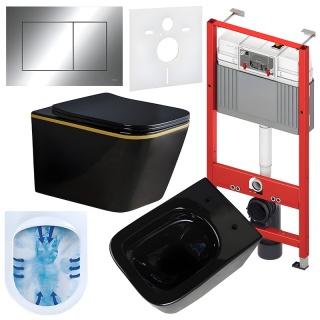 ZESTAW PODTYNKOWY WC STELAŻ TECE MISKA RAIN-BL-GL-RIM-03 PRZYCISK TC-9240401 CHROM