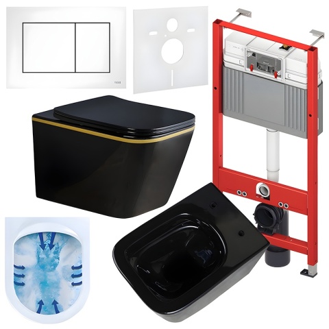 ZESTAW PODTYNKOWY WC STELAŻ TECE MISKA RAIN-BL-GL-RIM-03 PRZYCISK TC-9240417 BIAŁY MAT