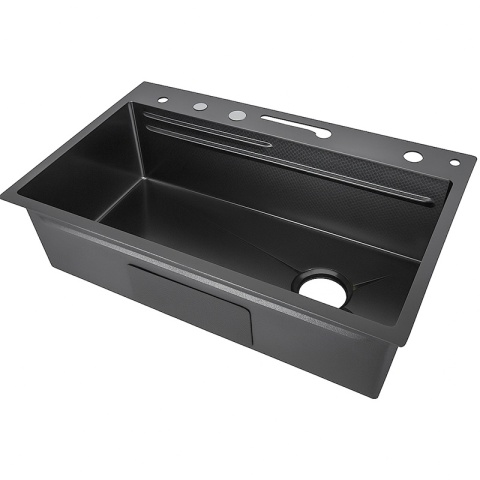 ZLEWOZMYWAK JEDNOKOMOROWY WIELOFUNKCYJNY 75X46 GRAFIT ZLEW KUCHENNY TAURUS