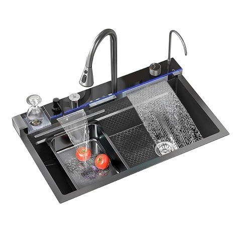 ZLEWOZMYWAK JEDNOKOMOROWY WIELOFUNKCYJNY 75X46 GRAFIT ZLEW KUCHENNY TAURUS