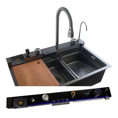 ZLEWOZMYWAK JEDNOKOMOROWY WIELOFUNKCYJNY 75X46 GRAFIT ZLEW KUCHENNY TAURUS