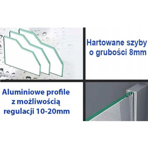 KABINA PRYSZNICOWA PROSTOKĄTNA BS15B CZARNA 110x80 CM