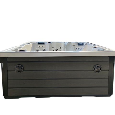 JACUZZI OGRODOWE WANNA SPA340 CAPPUCINO OBUDOWA SZARA DESKA 220x220 CM