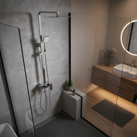 BATERIA PRYSZNICOWA ŁAZIENKOWA Z DESZCZOWNICĄ NATRYSKOWA F170A CHROM