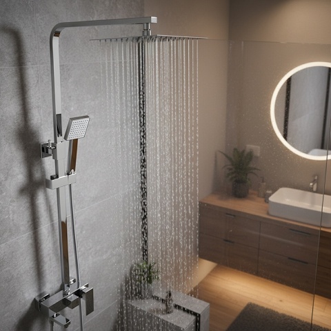 BATERIA PRYSZNICOWA ŁAZIENKOWA Z DESZCZOWNICĄ NATRYSKOWA F170A CHROM