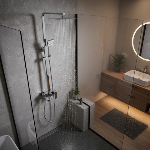 BATERIA PRYSZNICOWA ŁAZIENKOWA Z DESZCZOWNICĄ NATRYSKOWA F170A CHROM