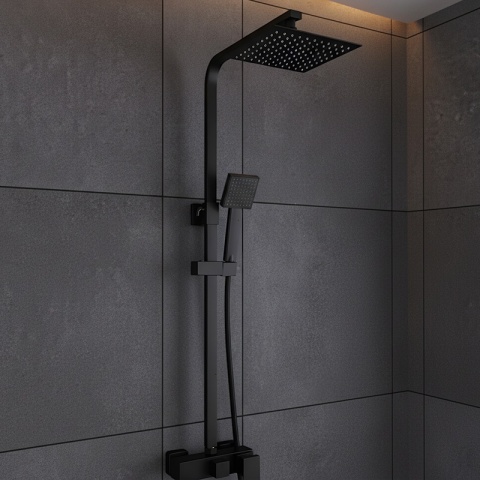 BATERIA PRYSZNICOWA ŁAZIENKOWA Z DESZCZOWNICĄ NATRYSKOWA F170B-BL CZARNA