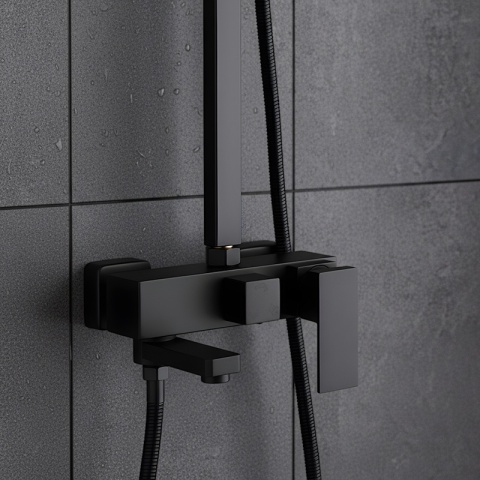 BATERIA PRYSZNICOWA ŁAZIENKOWA Z DESZCZOWNICĄ NATRYSKOWA F170B-BL CZARNA