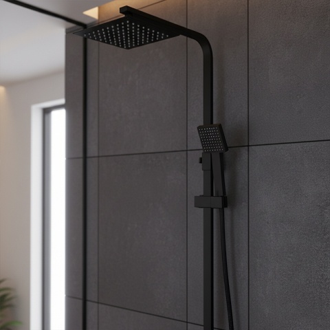 BATERIA PRYSZNICOWA ŁAZIENKOWA Z DESZCZOWNICĄ NATRYSKOWA F170B-BL CZARNA