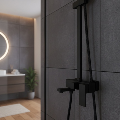 BATERIA PRYSZNICOWA ŁAZIENKOWA Z DESZCZOWNICĄ NATRYSKOWA F170B-BL CZARNA