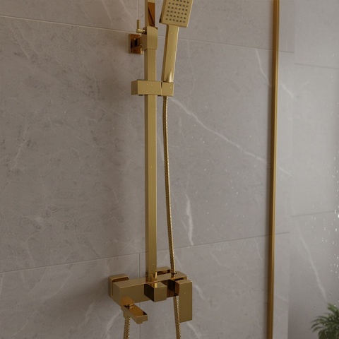 BATERIA PRYSZNICOWA ŁAZIENKOWA Z DESZCZOWNICĄ NATRYSKOWA F170C-GL ZŁOTA