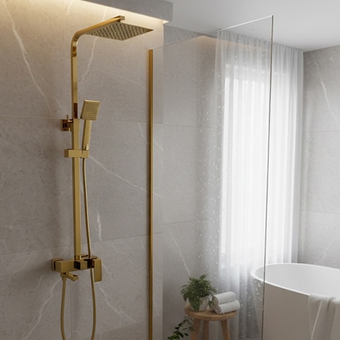 BATERIA PRYSZNICOWA ŁAZIENKOWA Z DESZCZOWNICĄ NATRYSKOWA F170C-GL ZŁOTA