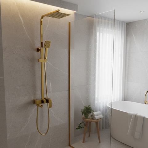 BATERIA PRYSZNICOWA ŁAZIENKOWA Z DESZCZOWNICĄ NATRYSKOWA F170C-GL ZŁOTA