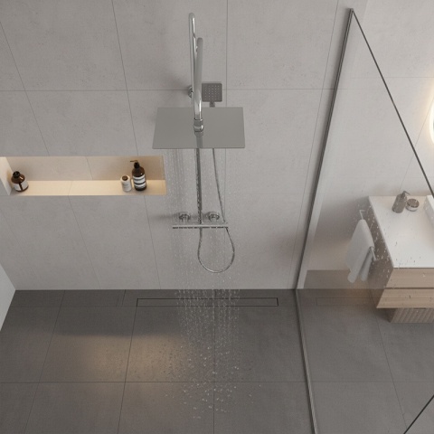 BATERIA PRYSZNICOWA ŁAZIENKOWA Z DESZCZOWNICĄ TERMOSTATEM T151A CHROM