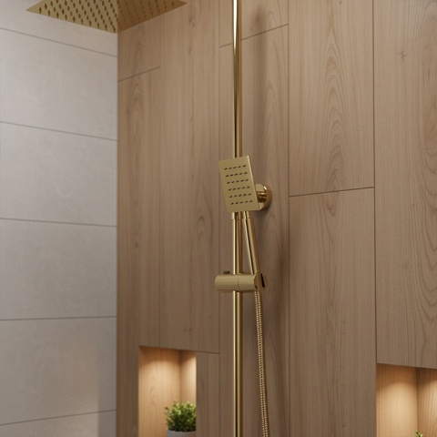 BATERIA PRYSZNICOWA ŁAZIENKOWA Z DESZCZOWNICĄ TERMOSTATEM T151C-GL ZŁOTA