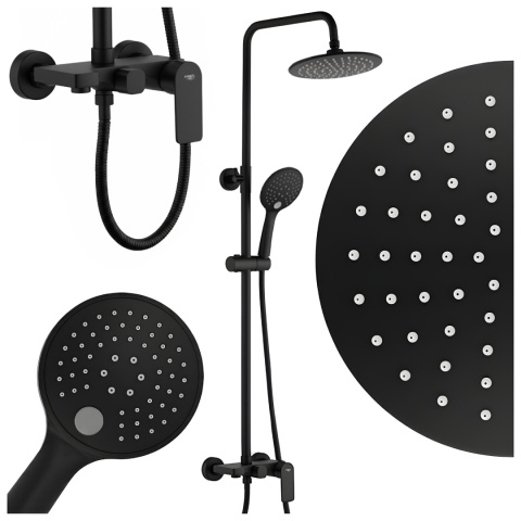 BATERIA PRYSZNICOWA ŁAZIENKOWA ZESTAW Z DESZCZOWNICĄ NATRYSKOWA ADA CZARNA