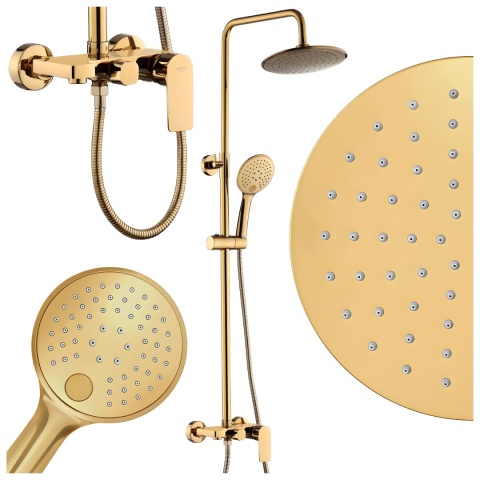 BATERIA PRYSZNICOWA ŁAZIENKOWA ZESTAW Z DESZCZOWNICĄ NATRYSKOWA ADA ZŁOTA