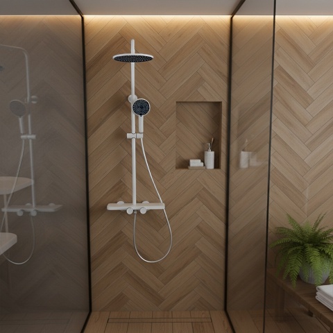 BATERIA PRYSZNICOWA ŁAZIENKOWA ZESTAW Z DESZCZOWNICĄ NATRYSKOWA F13 BIAŁA