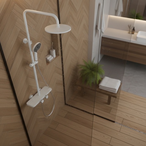 BATERIA PRYSZNICOWA ŁAZIENKOWA ZESTAW Z DESZCZOWNICĄ NATRYSKOWA F13 BIAŁA