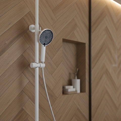 BATERIA PRYSZNICOWA ŁAZIENKOWA ZESTAW Z DESZCZOWNICĄ NATRYSKOWA F13 BIAŁA