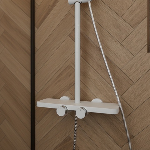 BATERIA PRYSZNICOWA ŁAZIENKOWA ZESTAW Z DESZCZOWNICĄ NATRYSKOWA F13 BIAŁA