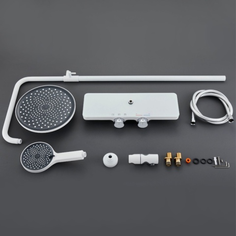 BATERIA PRYSZNICOWA ŁAZIENKOWA ZESTAW Z DESZCZOWNICĄ NATRYSKOWA F13 BIAŁA