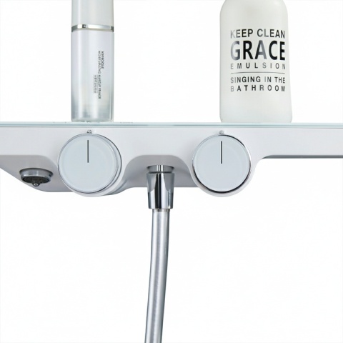 BATERIA PRYSZNICOWA ŁAZIENKOWA ZESTAW Z DESZCZOWNICĄ NATRYSKOWA F13 BIAŁA