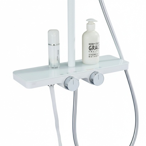 BATERIA PRYSZNICOWA ŁAZIENKOWA ZESTAW Z DESZCZOWNICĄ NATRYSKOWA F13 BIAŁA