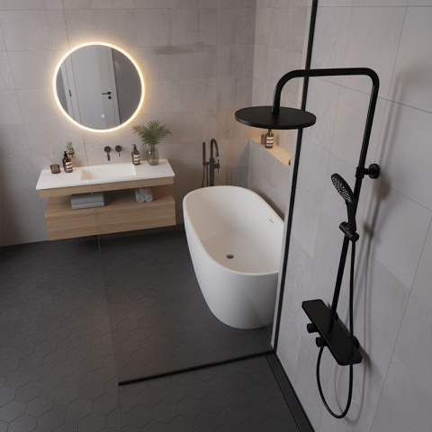 BATERIA PRYSZNICOWA ŁAZIENKOWA ZESTAW Z DESZCZOWNICĄ NATRYSKOWA F13 CZARNA