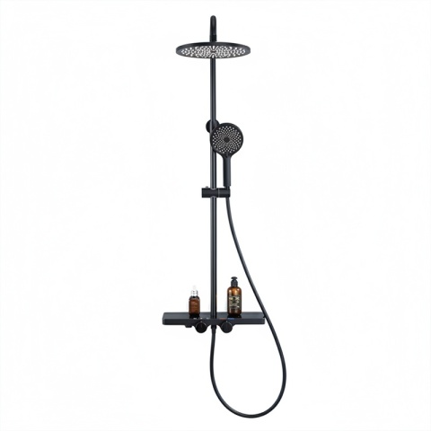 BATERIA PRYSZNICOWA ŁAZIENKOWA ZESTAW Z DESZCZOWNICĄ NATRYSKOWA F13 CZARNA