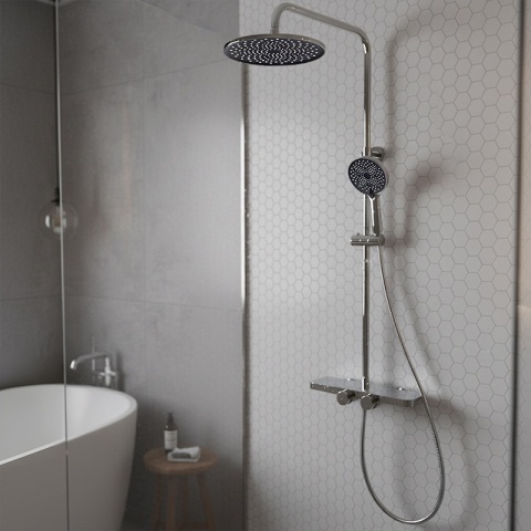 BATERIA PRYSZNICOWA ŁAZIENKOWA ZESTAW Z DESZCZOWNICĄ NATRYSKOWA F13A CHROM