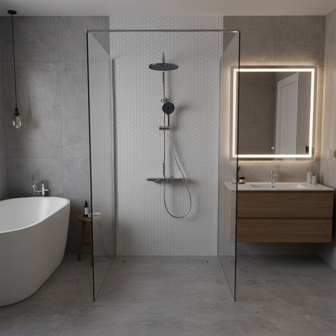 BATERIA PRYSZNICOWA ŁAZIENKOWA ZESTAW Z DESZCZOWNICĄ NATRYSKOWA F13A CHROM