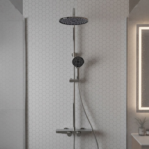 BATERIA PRYSZNICOWA ŁAZIENKOWA ZESTAW Z DESZCZOWNICĄ NATRYSKOWA F13A CHROM