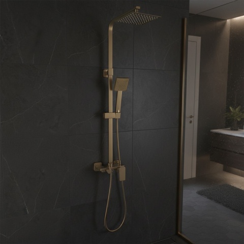 BATERIA PRYSZNICOWA Z DESZCZOWNICĄ ŁAZIENKOWA NATRYSKOWA REN ZŁOTA SZCZOTKOWANA